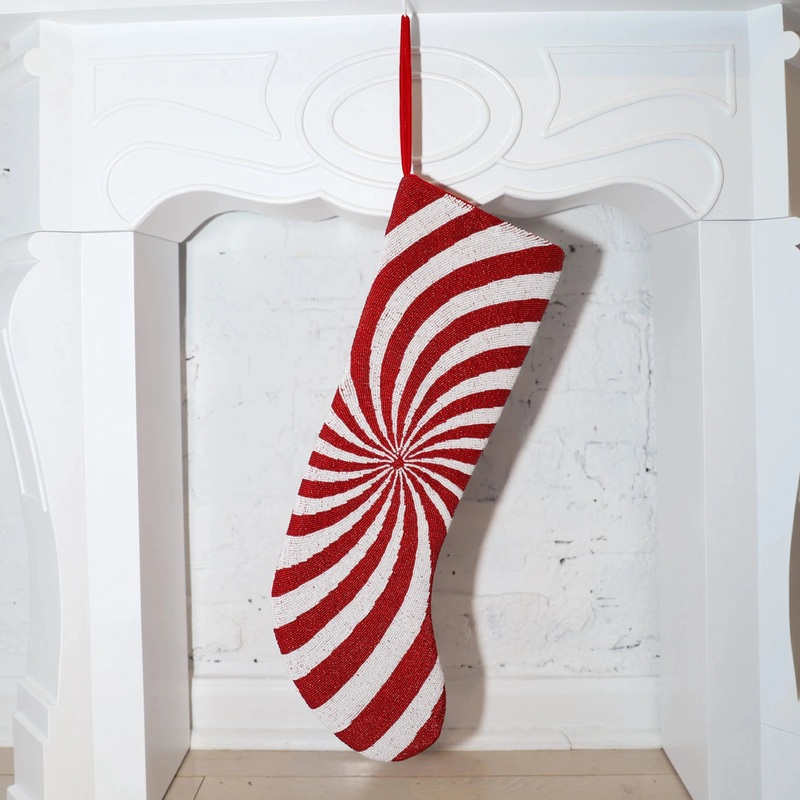 Classic Christmas – Swirl Stocking, Red & White (ITES x Sami Riccioli)