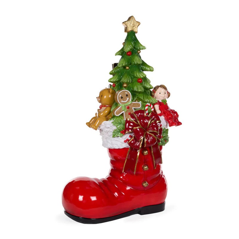 LED Red Santa Boot W/ Tree & Toys, 35