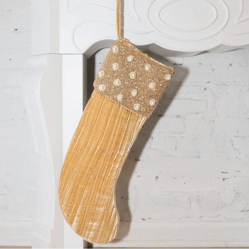 Pearl Beaded Cuff Stocking – Gold (ITES x Sami Riccioli)