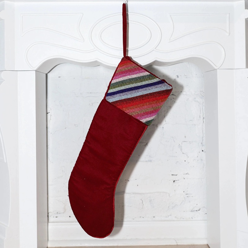 Rainbow Christmas – Stocking w/ Beaded Cuff, Diagonal Stripes (ITES x Sami Riccioli)