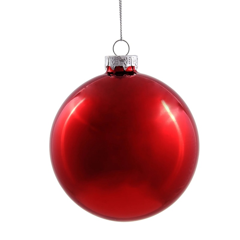Red Metallic Shiny Ball Ornament, 6 (150mm)