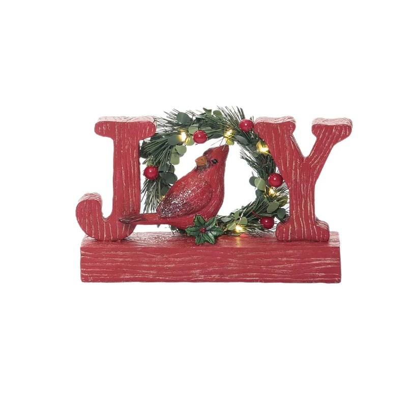 Resin Light Up Joy Cardinal Decor