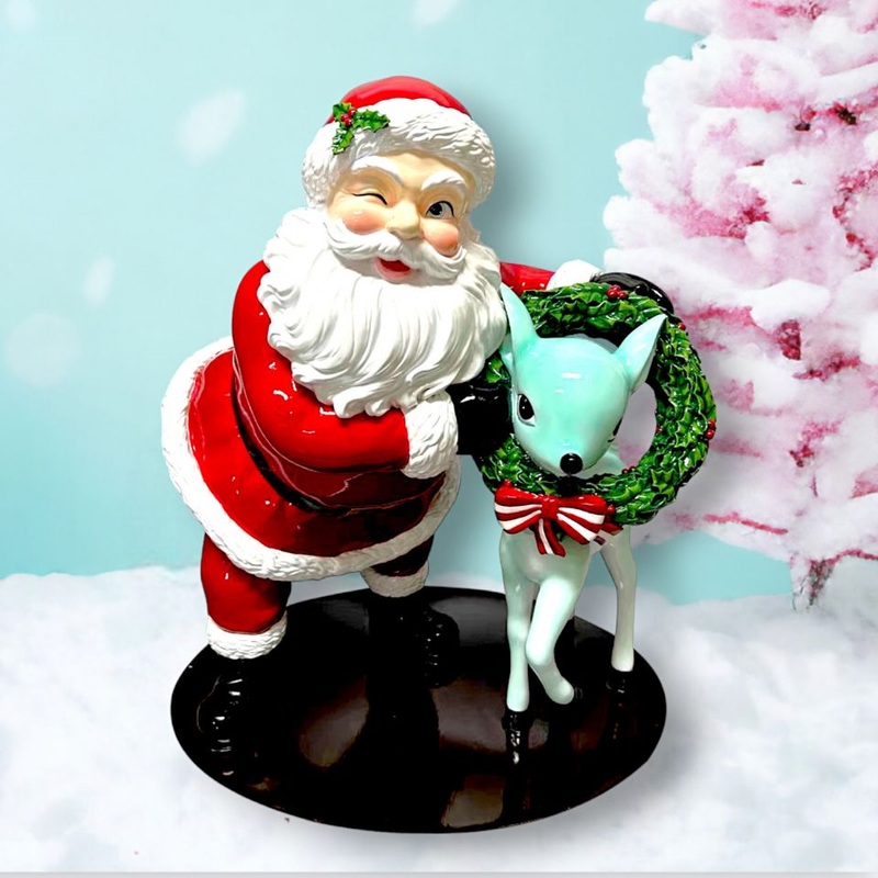 Retro Red Santa w/Deer, 18