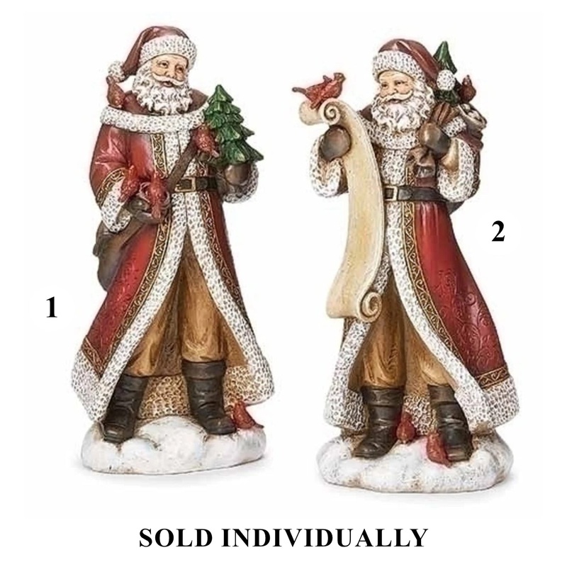 Santa w/ Cardinals Resin Figurine, 10 (2 styles – sold individually)
