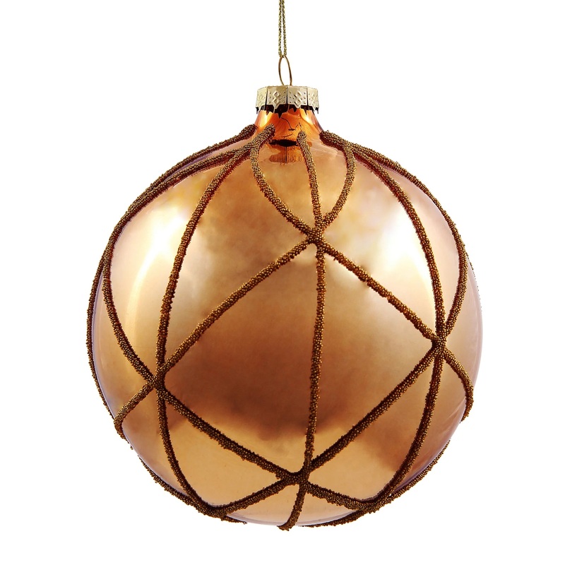 Shiny Ball W/ Bead Overlay Ornament, 4.7 (120mm)