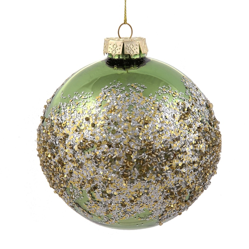 Shiny Glitter/Beads Ball Ornament, 4.7 (120mm)