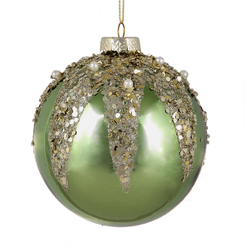 Shiny Glitter/Beads & Pearl Ball Ornament, 4.7 (120mm)