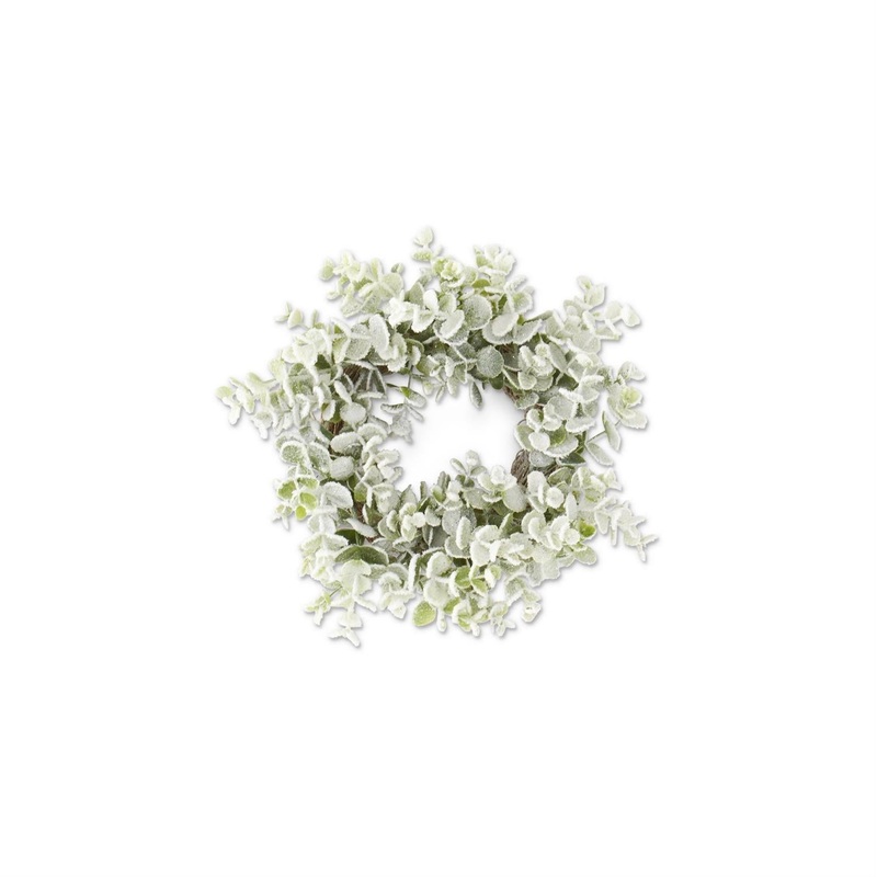 11.5 Snowy Flocked Eucalyptus Candle Ring