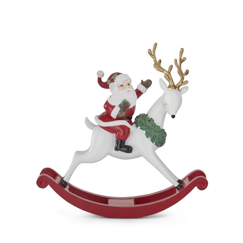11.75 Resin Santa on Rocking Deer