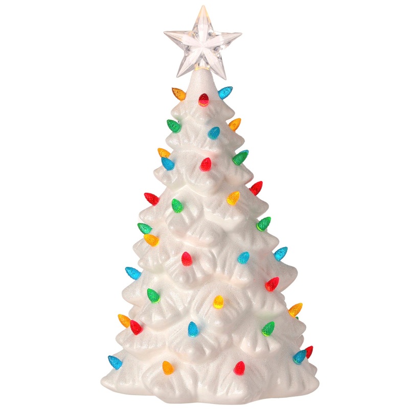 12 LED Porcelain Glittered Lighted Tree