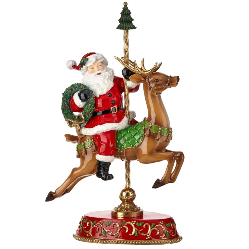 18 Resin Santa w/Carousel Deer