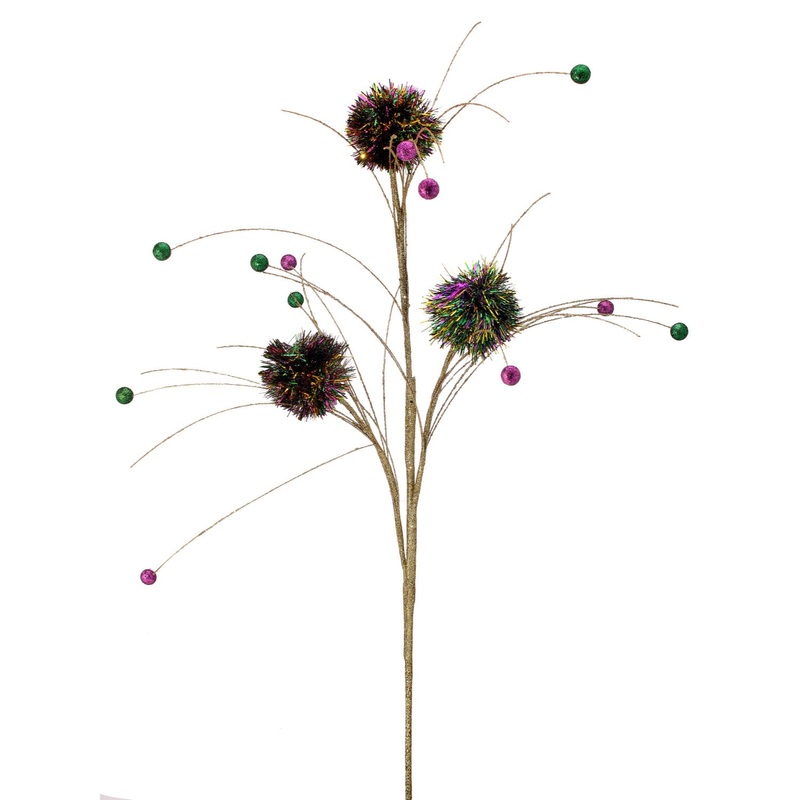 29 Tinsel Ball w/Glitter Spray