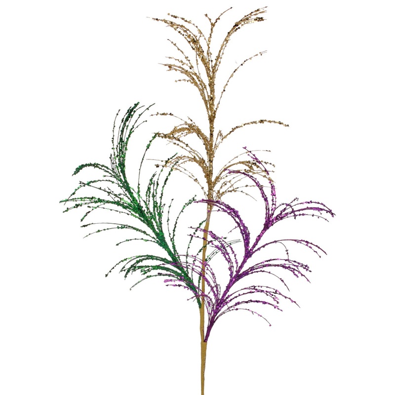 34 Glitter Mardi Gras Grass Spray