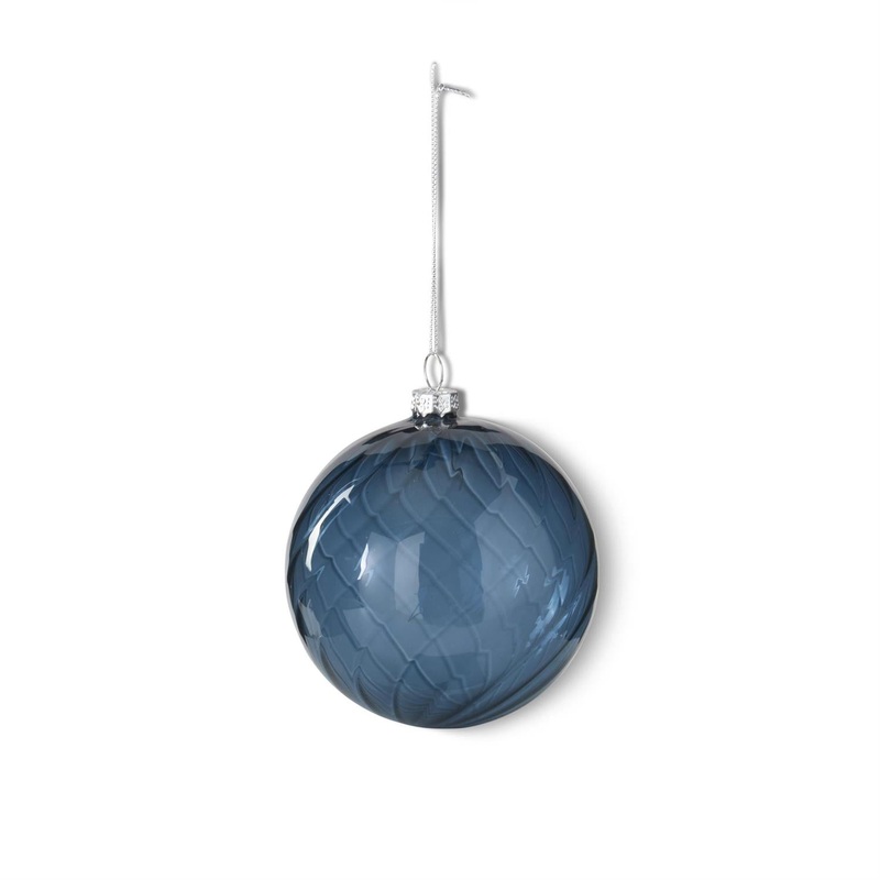4 Dark Blue Round Glass Ornament