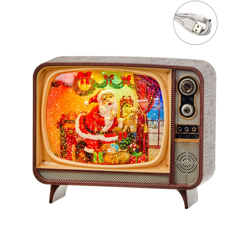 7 LED Santa Xmas Eve TV Water Globe