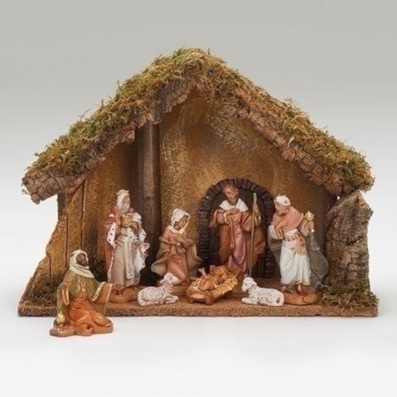 8 Figure Nativity Scene With Italian Stable, 5