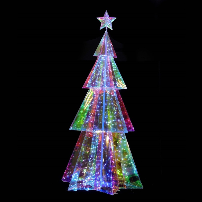 Prismatic Iridescent Hexagonal Layered Traditional Christmas Tree, 47.3