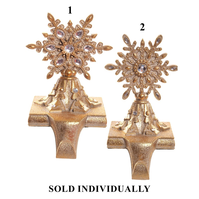 Resin Jeweled Snowflake Stocking Holder, 9 (2 styles – sold individually)