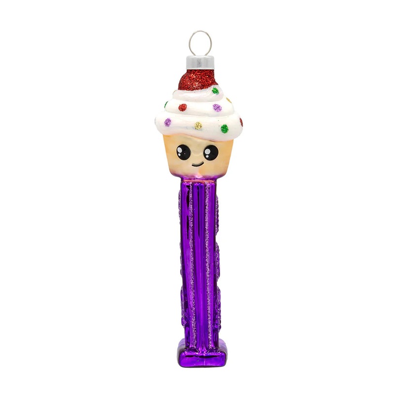 Sweet Cupcake PEZ Dispenser Glass Ornament