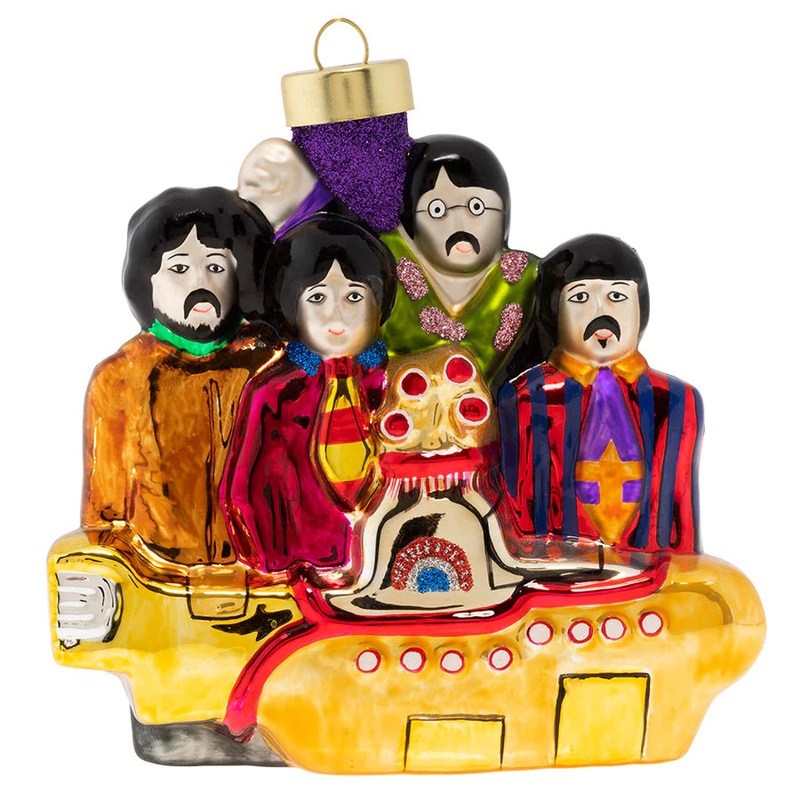 Yellow Submarine Beatles Glass Ornament