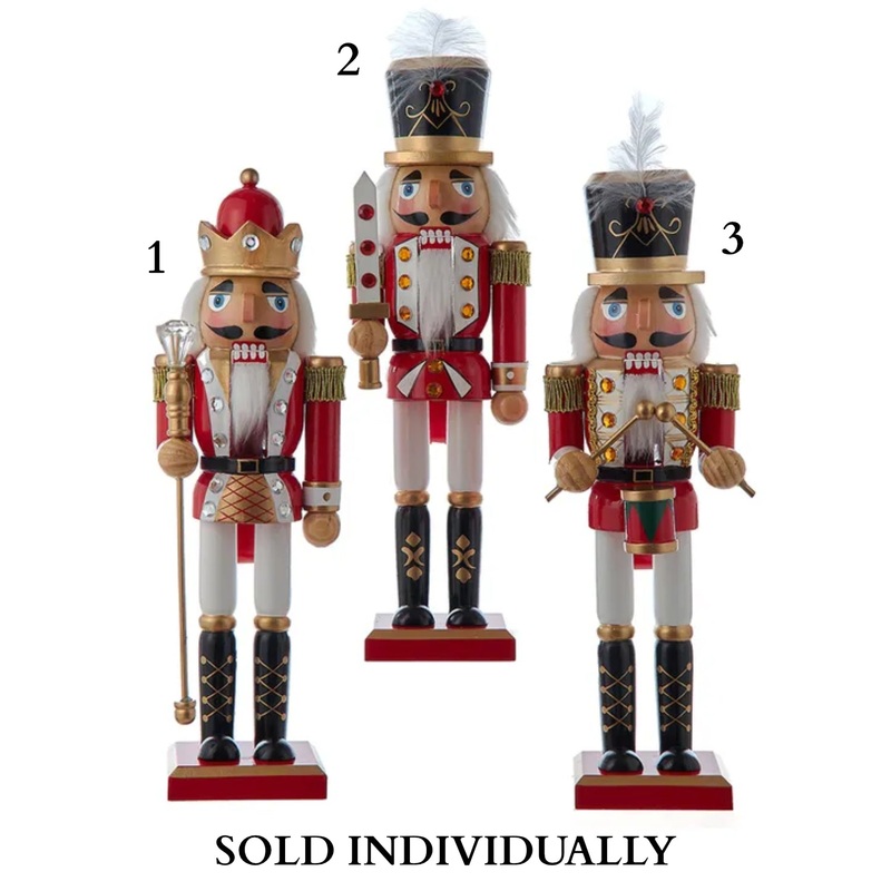 12 Red & White King & Soldier Nutcrackers (3 Styles  Sold individually)