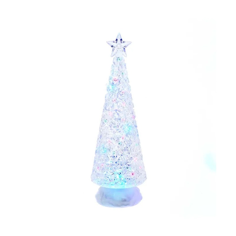 13 Battery-Operated RGB LED Light Up Christmas Tree With Water Figurine