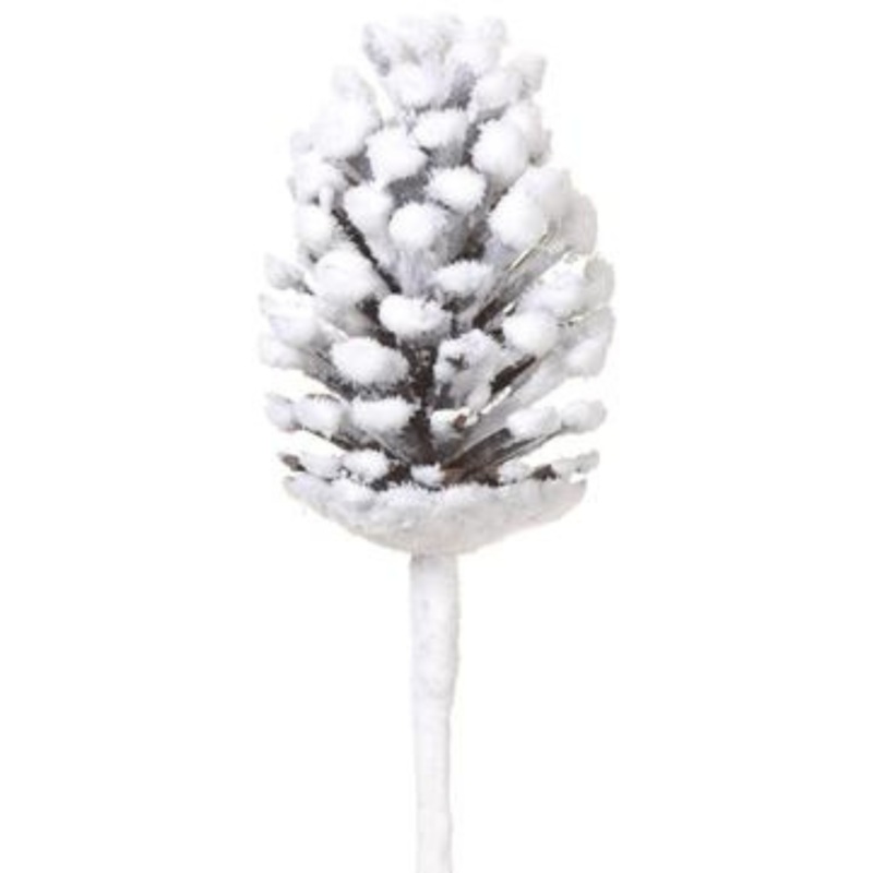 13 Snowed Plastic Pine Cone Pick