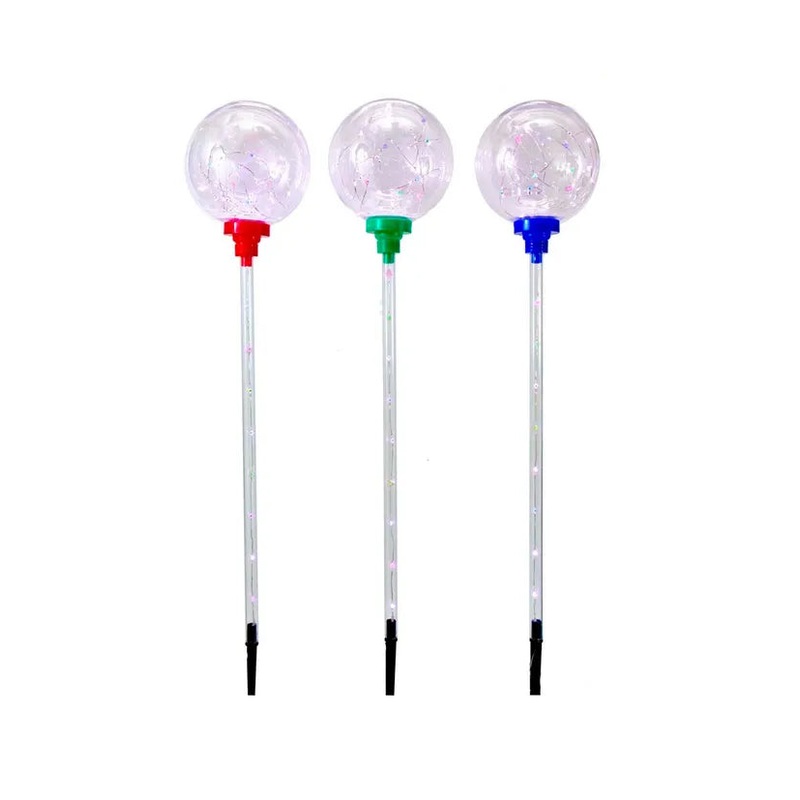 135-Light Multicolored Fairy Light Globe Yard Stake Set, 3-Piece Set