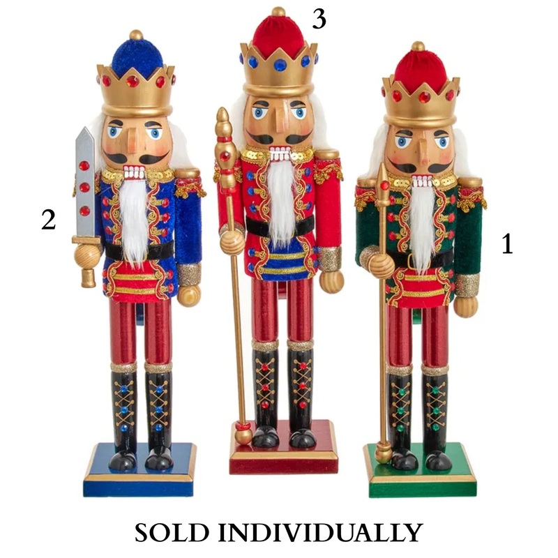 15 Blue, Red and Green King Nutcrackers (3 Styles  Sold individually)