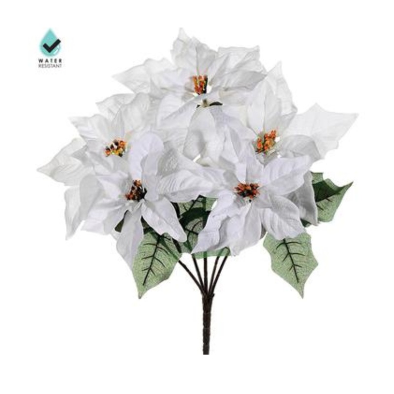 19 Water-Resistant White Poinsettia Bush