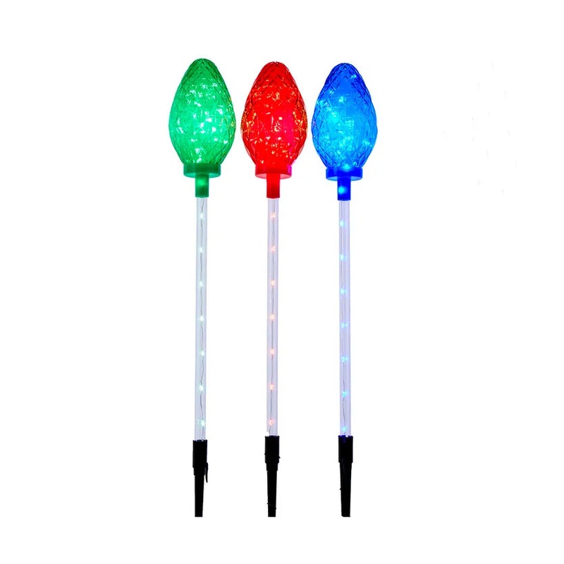 3-Piece Jumbo Multicolor Faceted C9 Yard Stakes