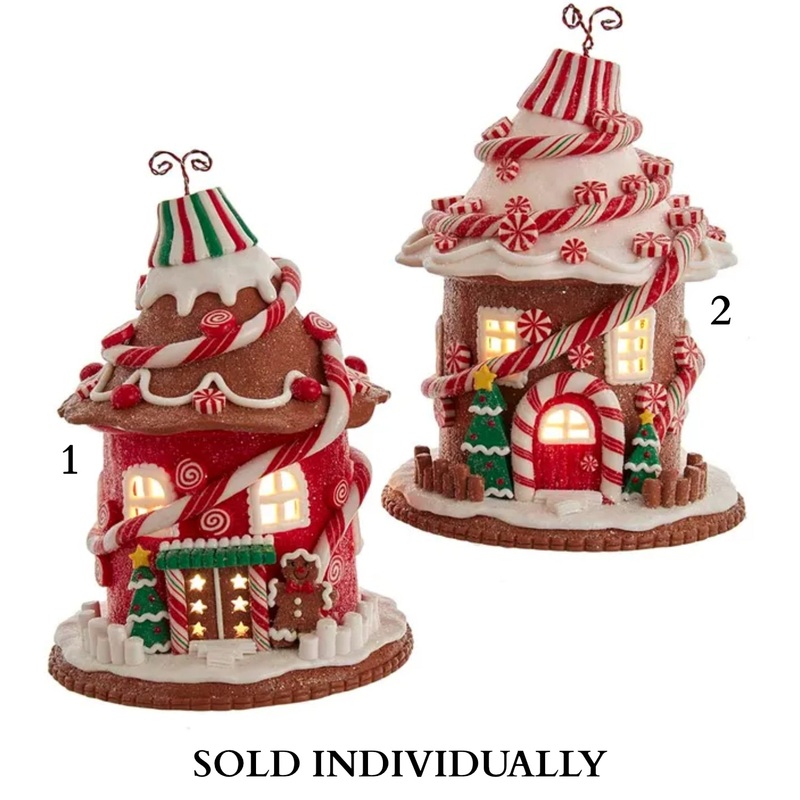 7.54 Pre-Lit Round Candy Gingerbread Houses (2 Styles  Sold individually)