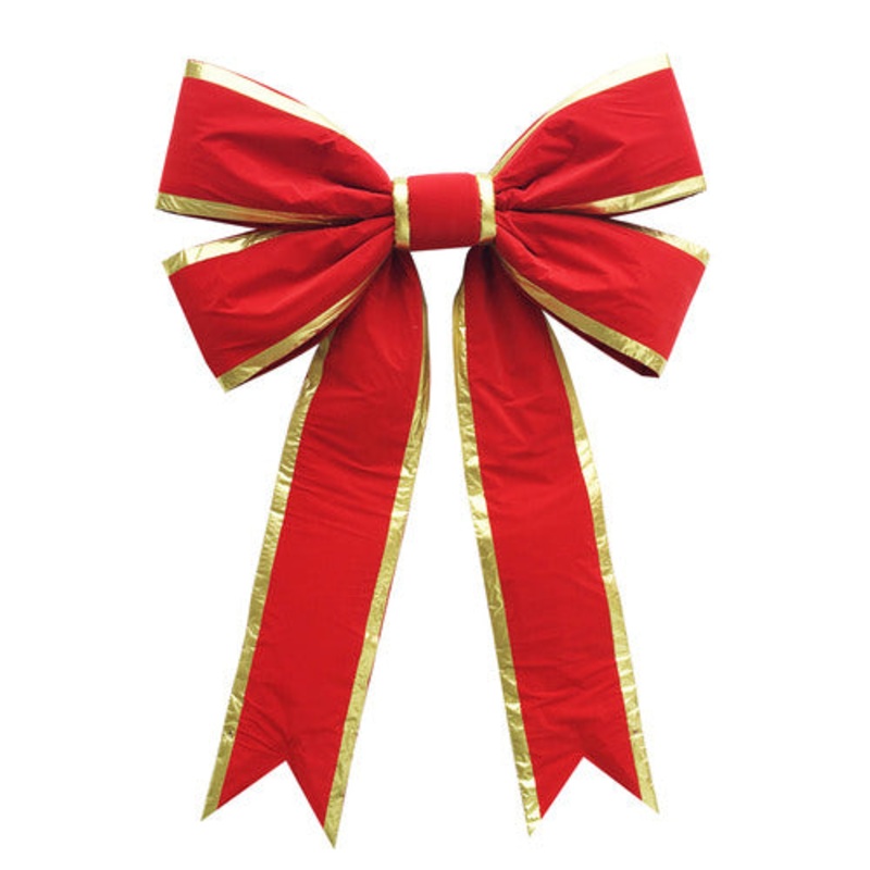 72 Red Nylon Structural Bow w/Gold Lame Trim (indoor)