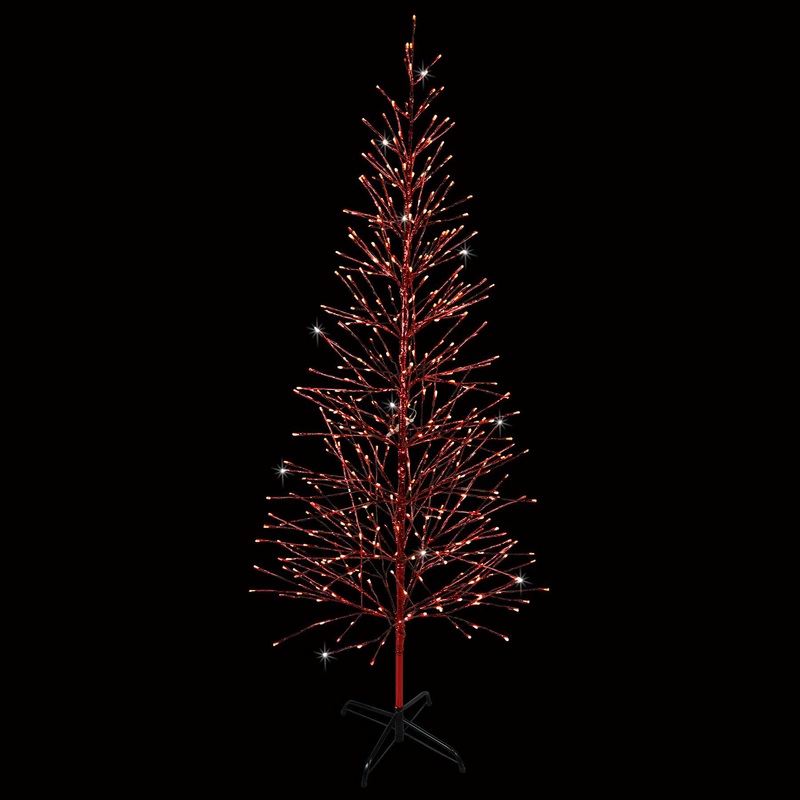 LED 6.5′ Red Twig Tree with Red Tape