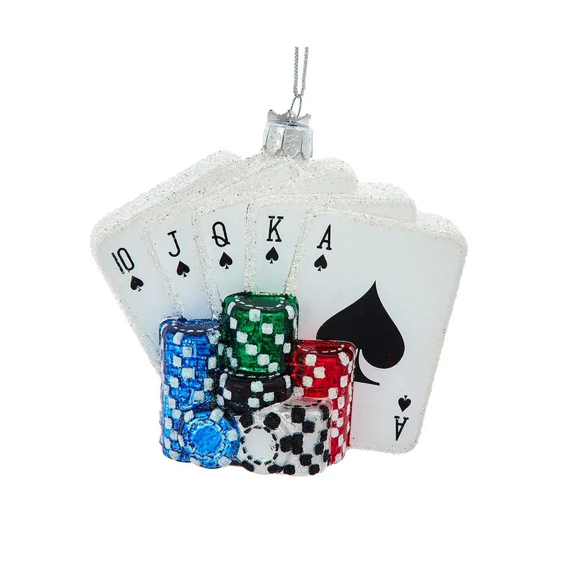 Noble Gems Glass Poker Cards & Chips Ornament