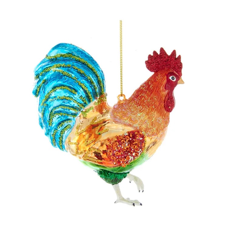 Noble Gems Glass Rooster Ornament