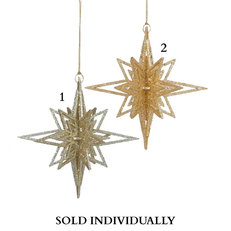 Nordic Glittered Starburst Ornaments (2 Styles  Sold individually)