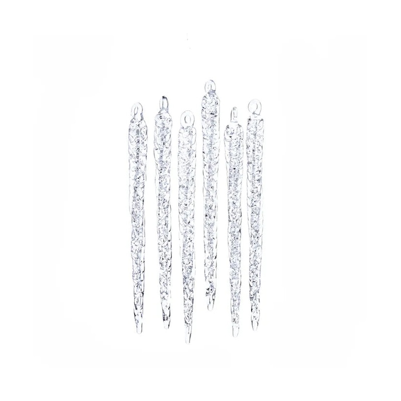 Spun Glass Icicle Ornaments, 6-Piece Box