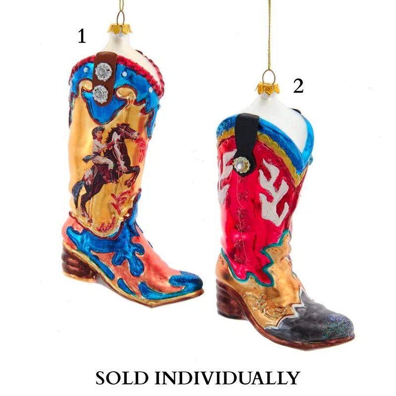 Western Boots Glass Ornaments (2 Styles  Sold individually)