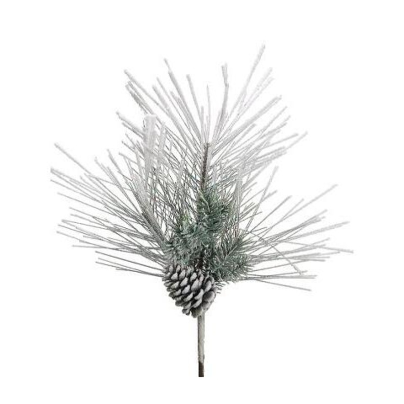 18 Snow Mixed Pine Spray w/Cones