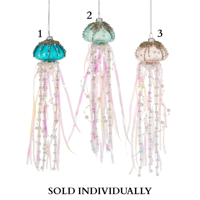 12H Jelly Fish Ornament, Glass (3 Styles – Sold individually)