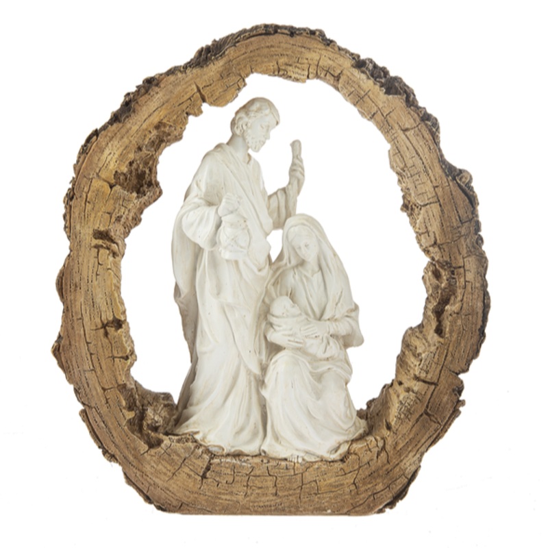 15H Resin Carved Log Nativity Figurine