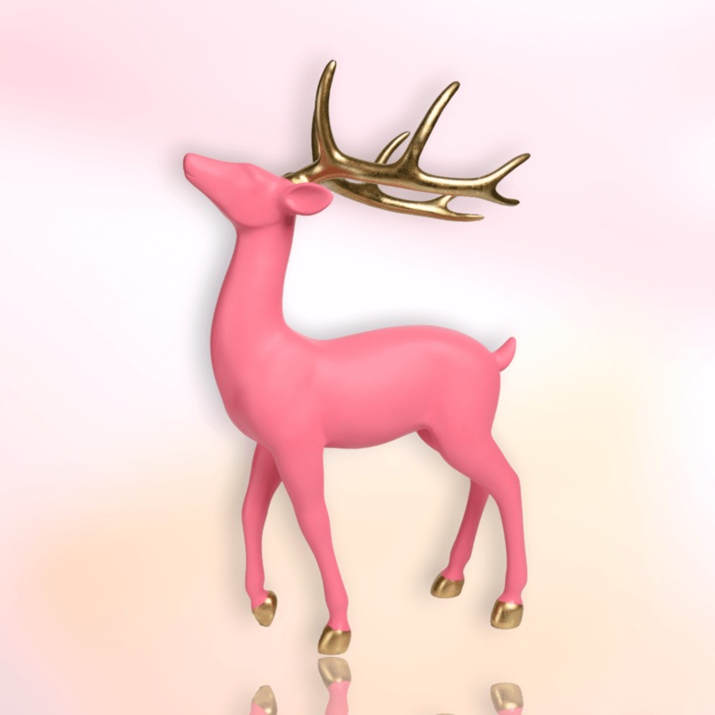 21 Bright Pink Deer w/Gold Antlers