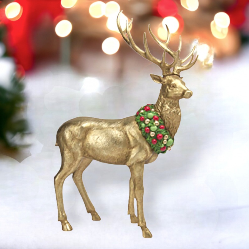 24.5 Carousel Deer w/Neck Wreath