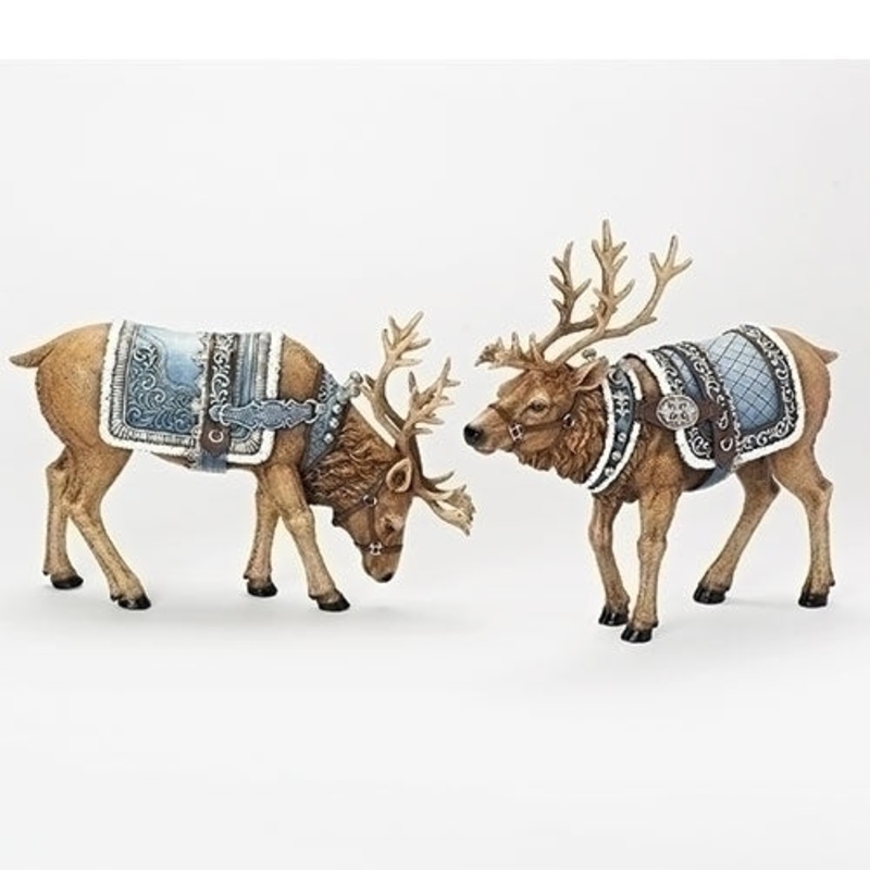 Majestic Deer /W Blue Saddle Decorative Table Top Figurine, 12 (2 Styles – Sold individually)