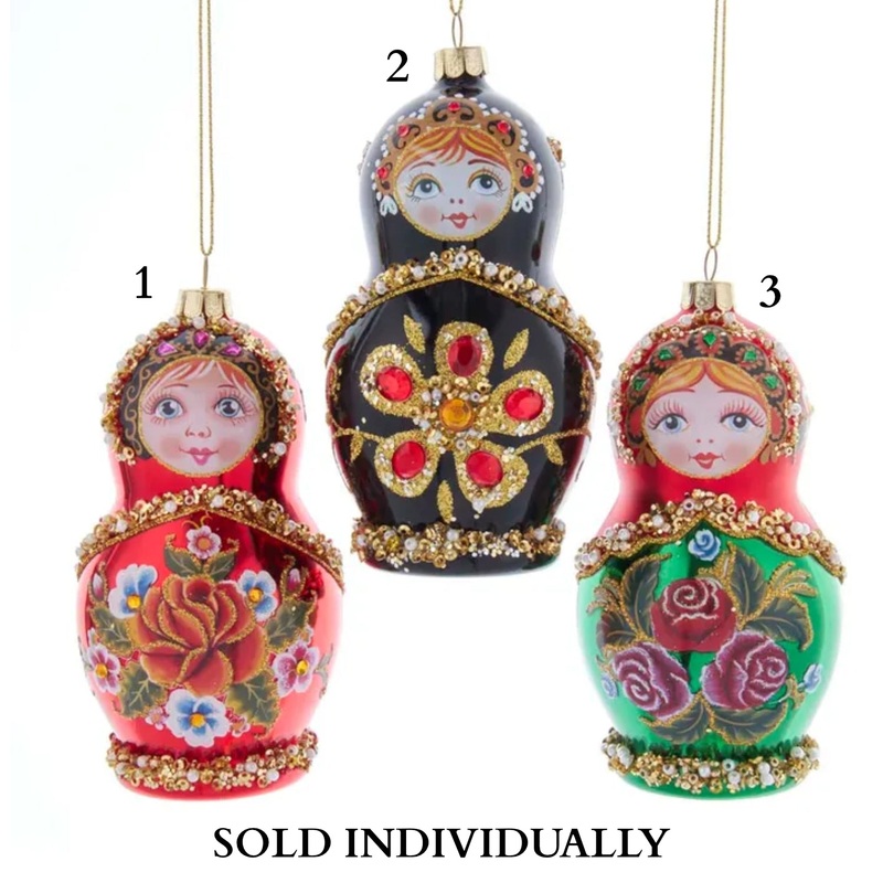 Noble Gems Russian Doll Glass Ornaments (3 Styles  Sold individually)
