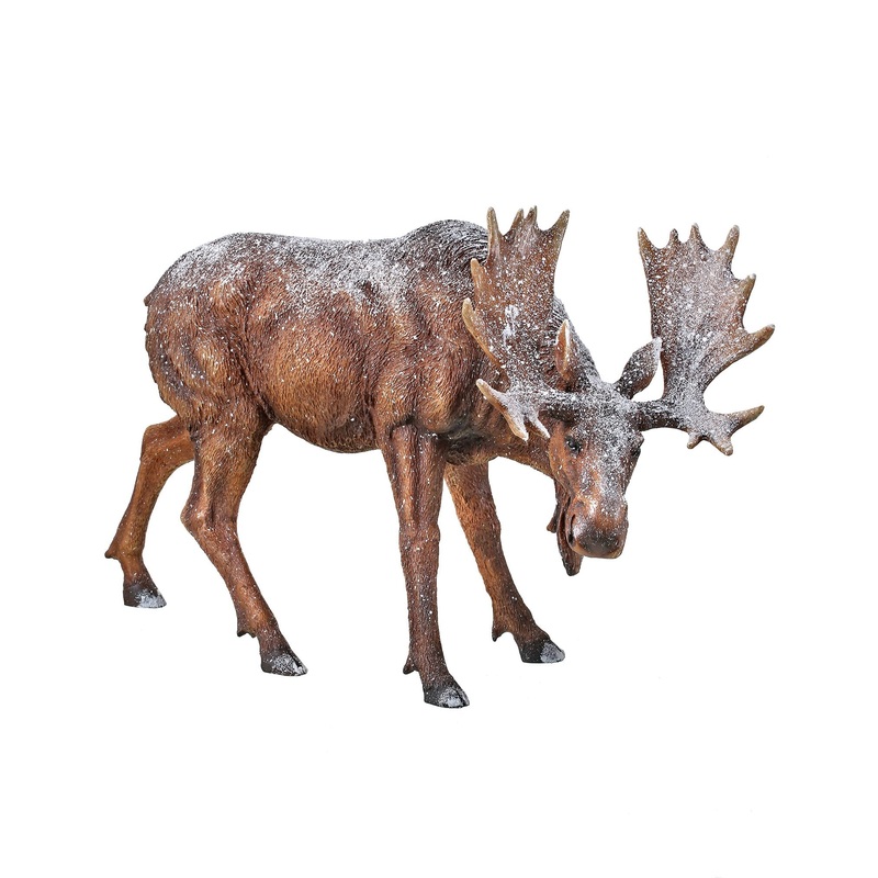 Resin Frosted Moose w/Head Bent Figurine, 18