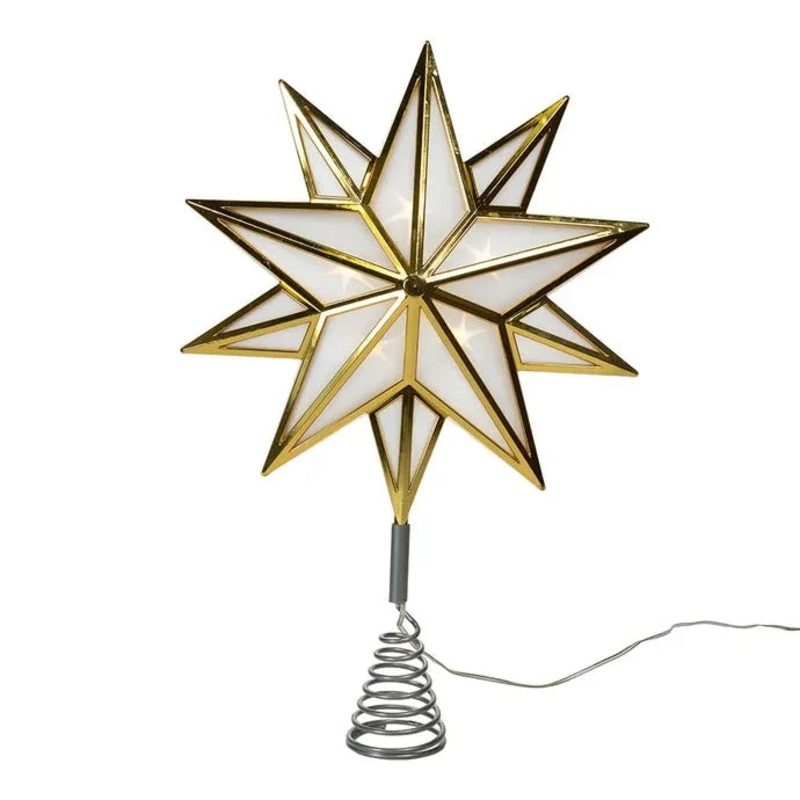 15 10-Light Warm White LED Gold Star Treetop