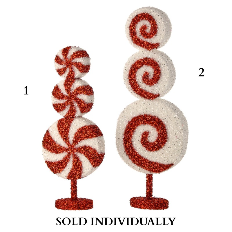16-20 Tinsel Glitter Foam Peppermint Stack (Red/White) (2 Styles – Sold Individually)