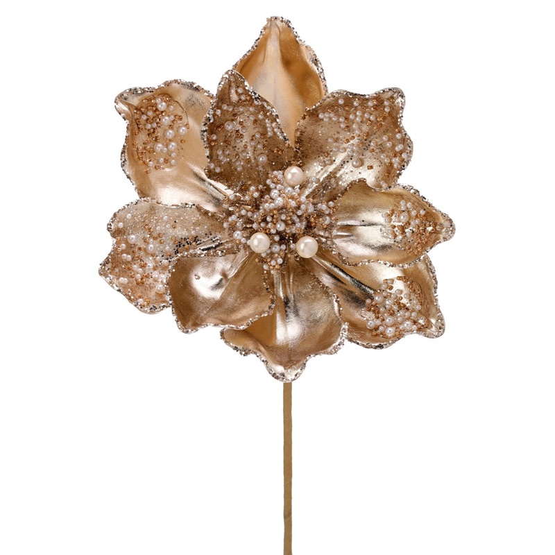 24 Glitter Sequin/Pearl Metalic Magnolia Stem